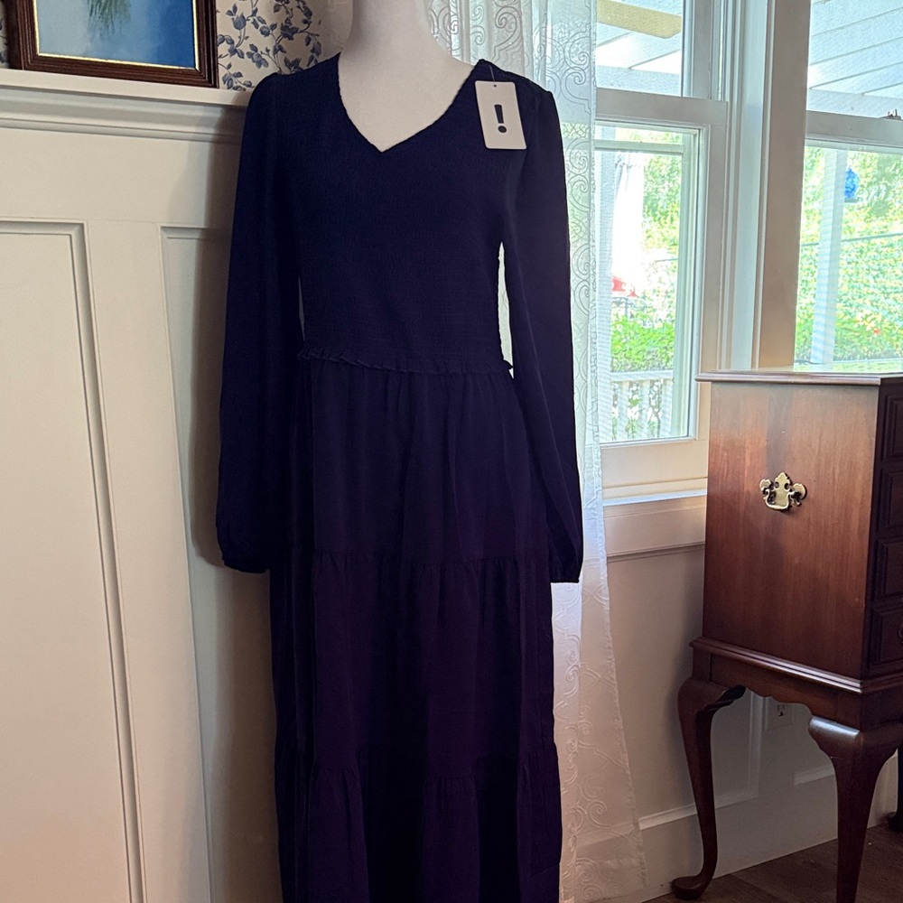 Elegant Blue Long Sleeve Dress